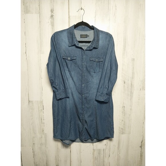 Ci Sono Denim Collection Button Down Chambray Shirt Dress Size Large - Picture 1 of 6